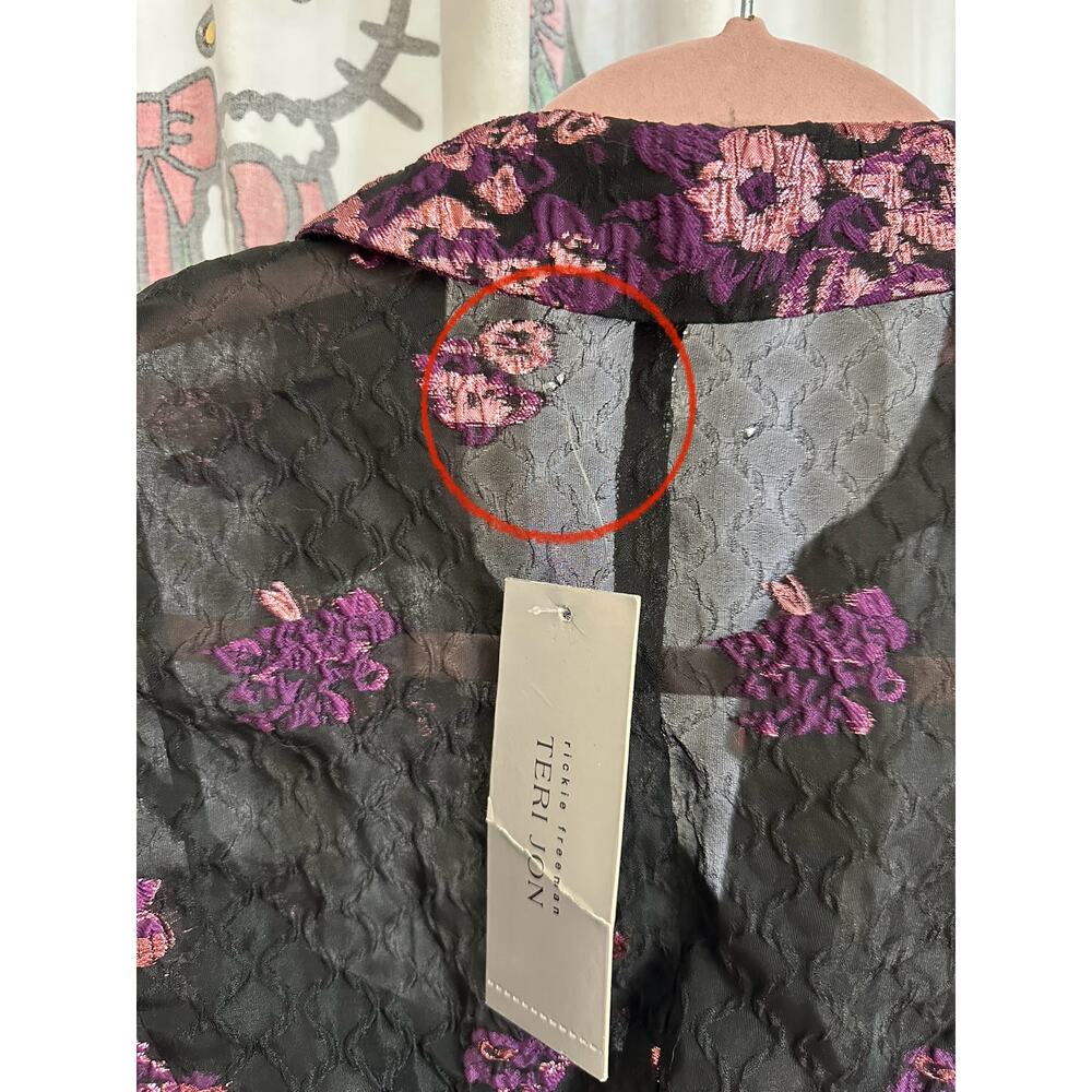 Rickie Freeman Teri Jon Metallic Jacquard Shirt Dress Floral‎ Print Size S 4/6 - Picture 10 of 16